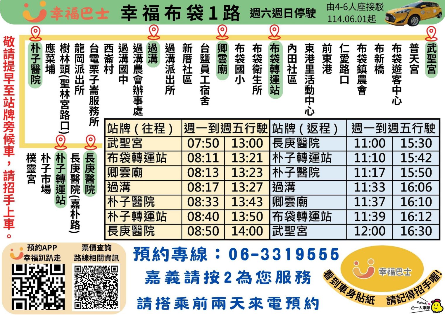 幸福布袋1路路線圖