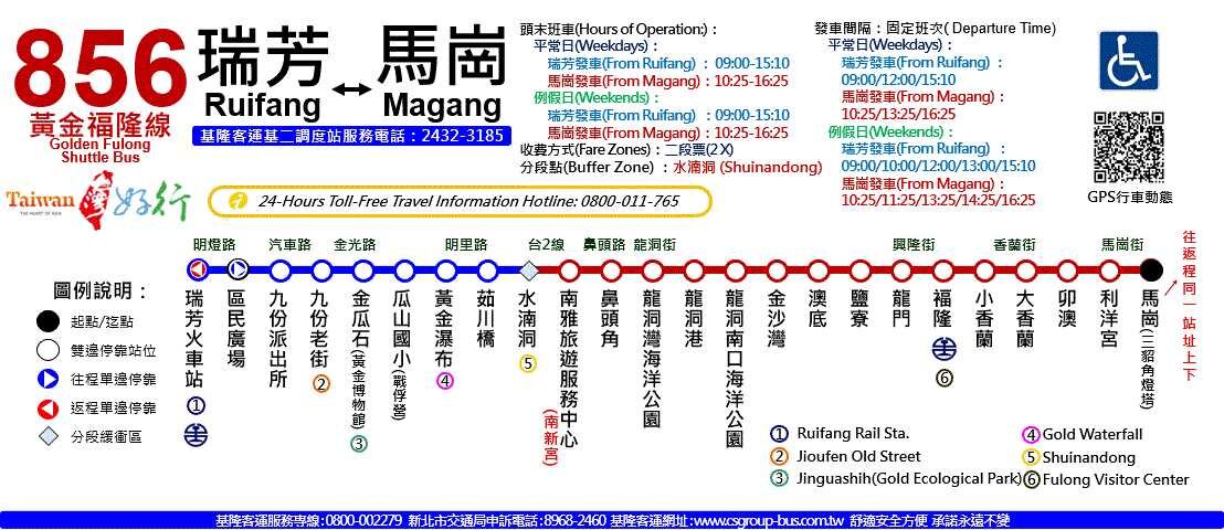 856(台灣好行-黃金福隆線)路線圖
