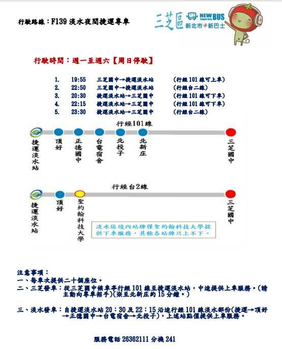 F139行經101線路線圖