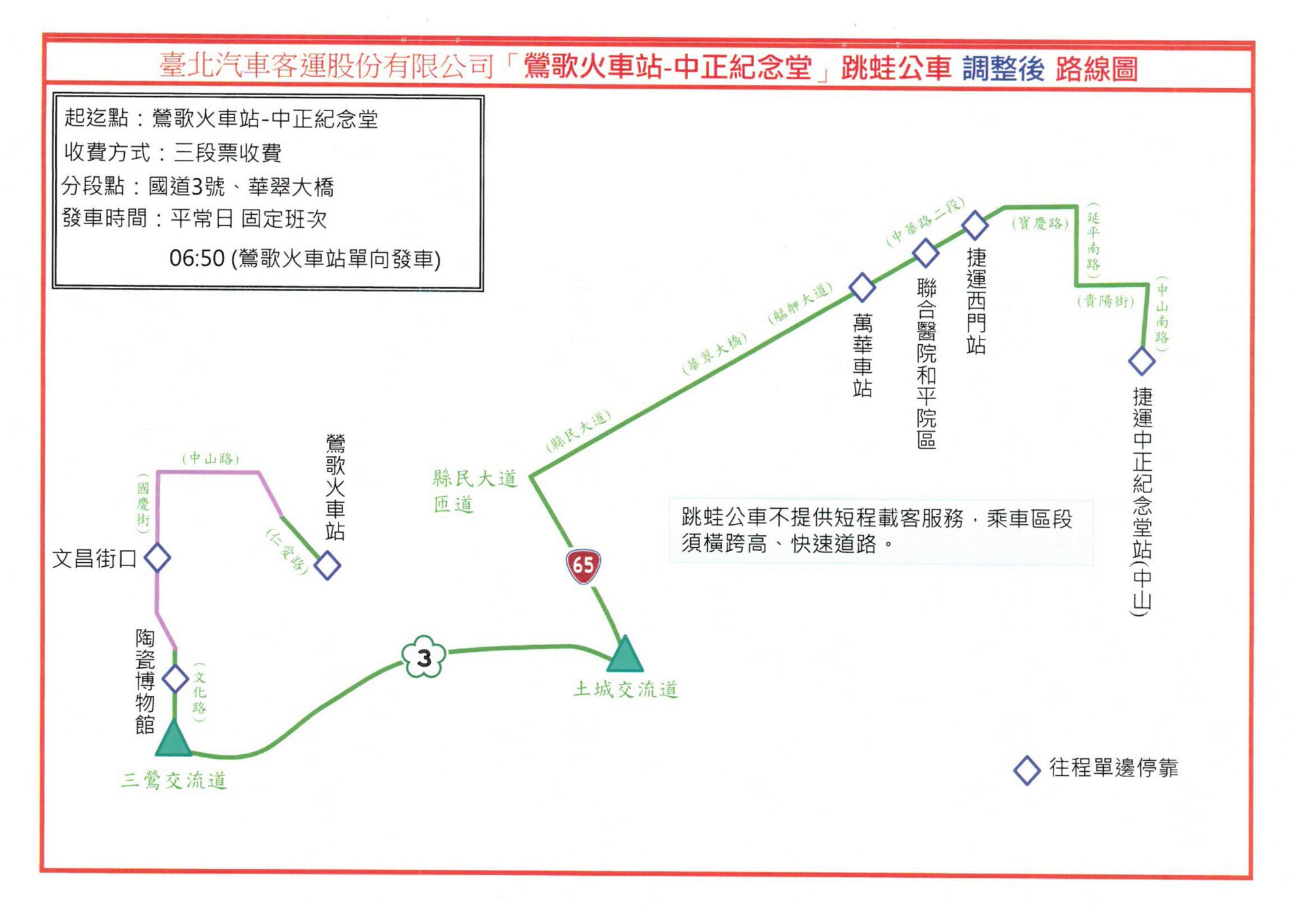 鶯歌火車站-中正紀念堂路線圖