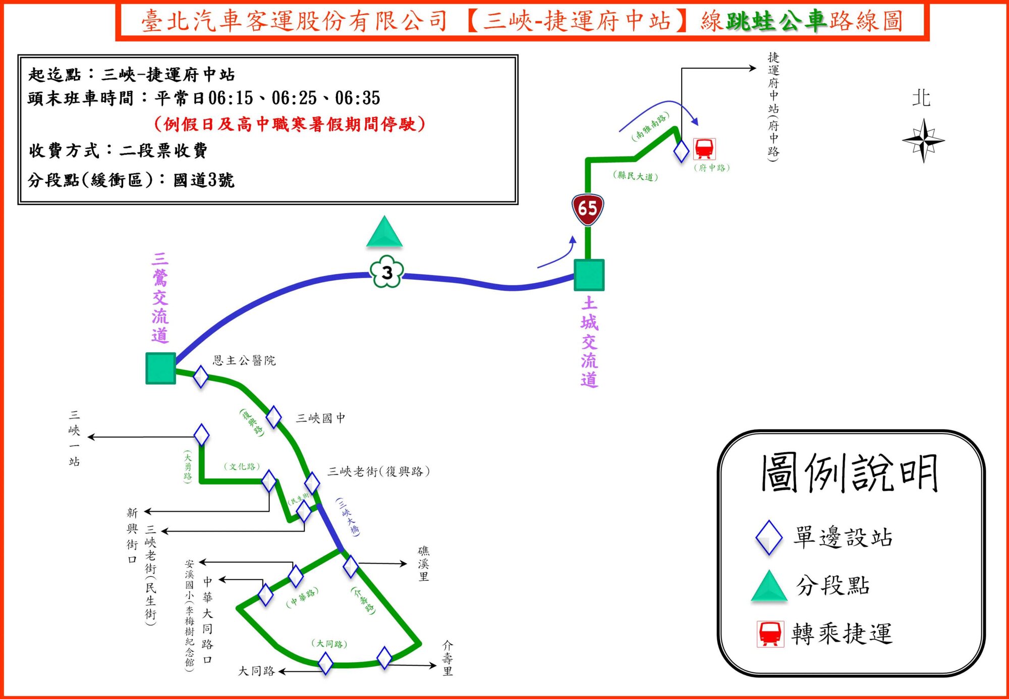 三峽-捷運府中站路線圖