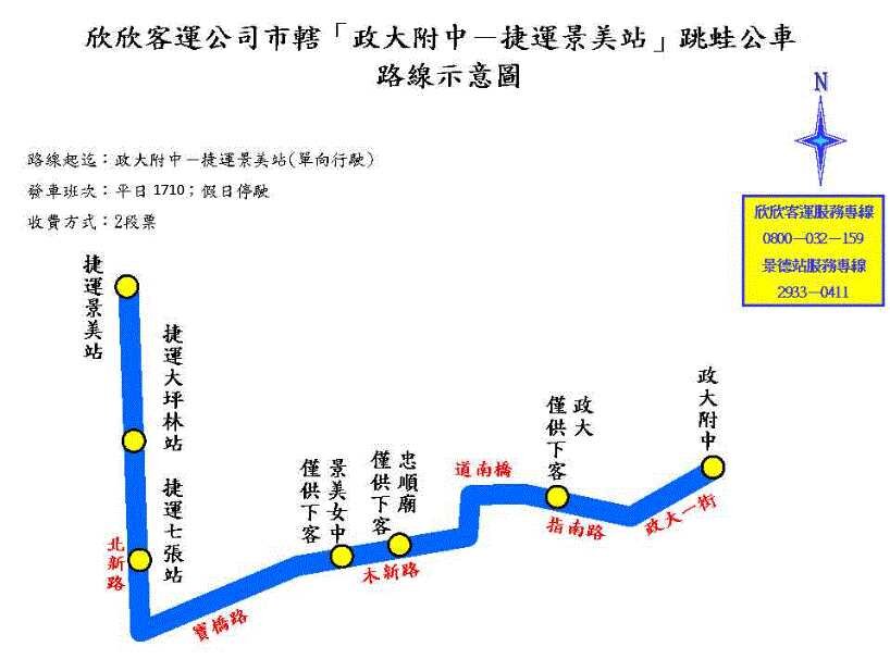 政大附中-捷運景美站路線圖