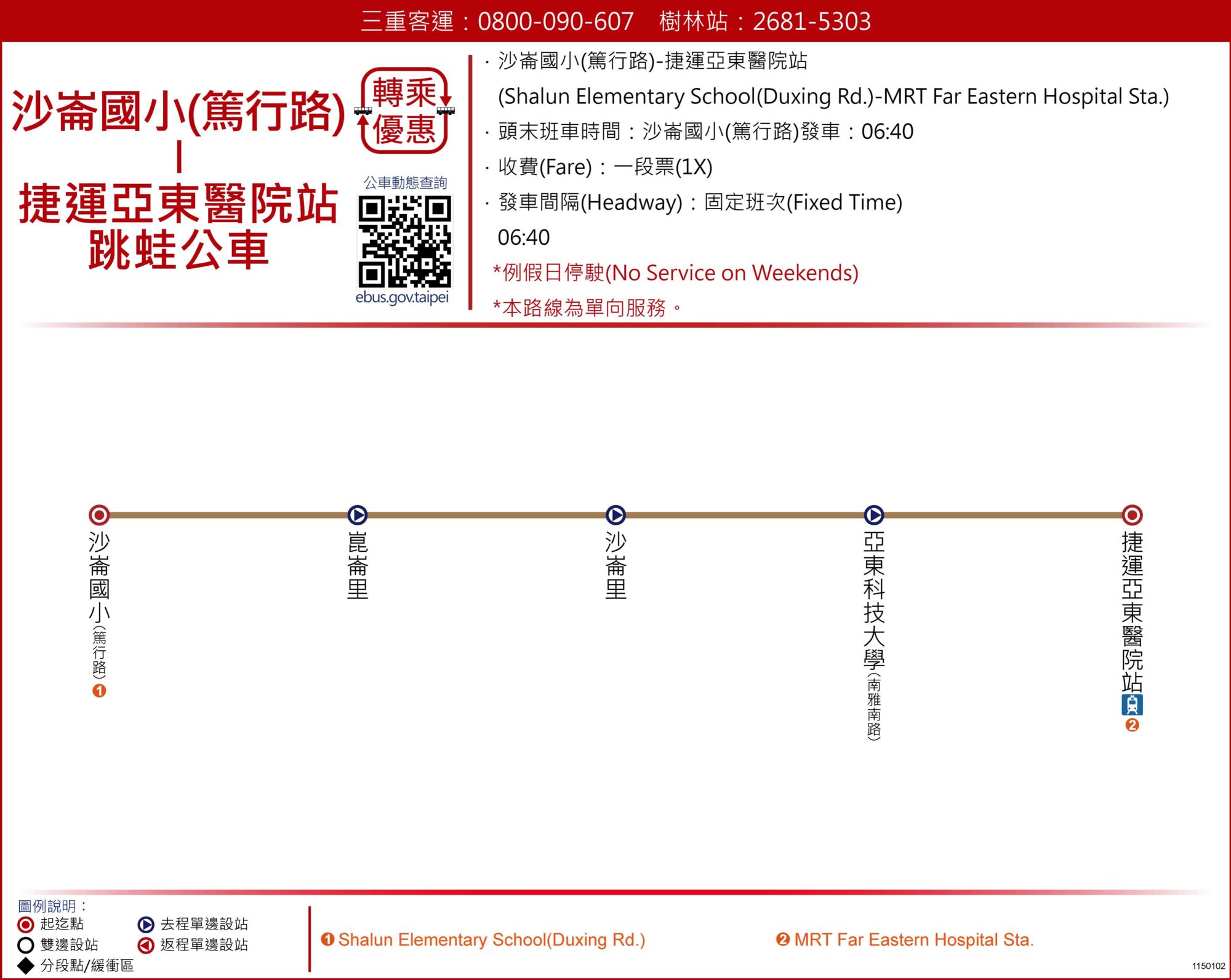 沙崙國小(篤行路)-捷運亞東醫院站路線圖