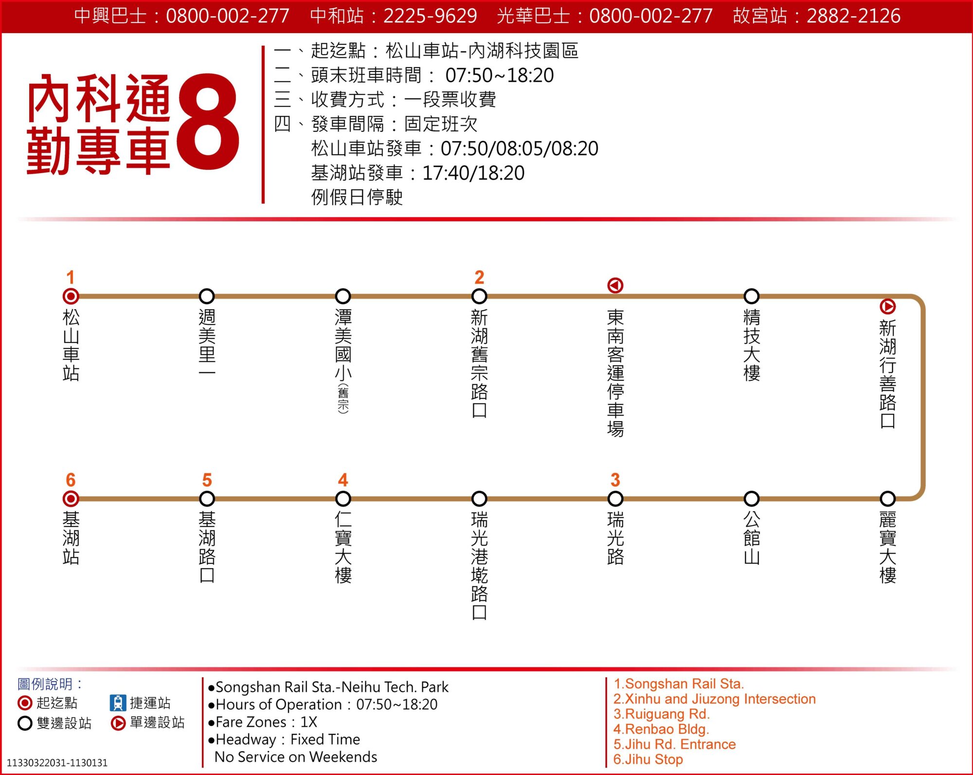 內科通勤專車8路線圖
