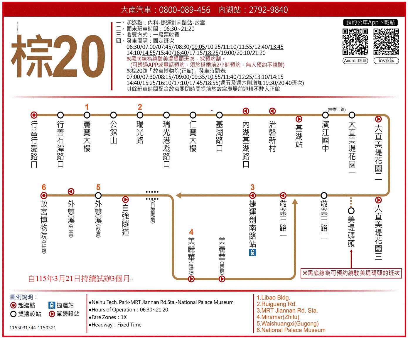 棕20路線圖