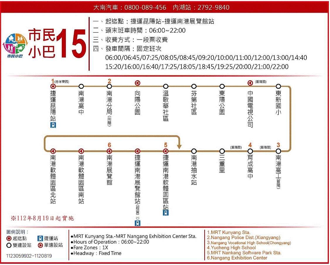 市民小巴15路線圖