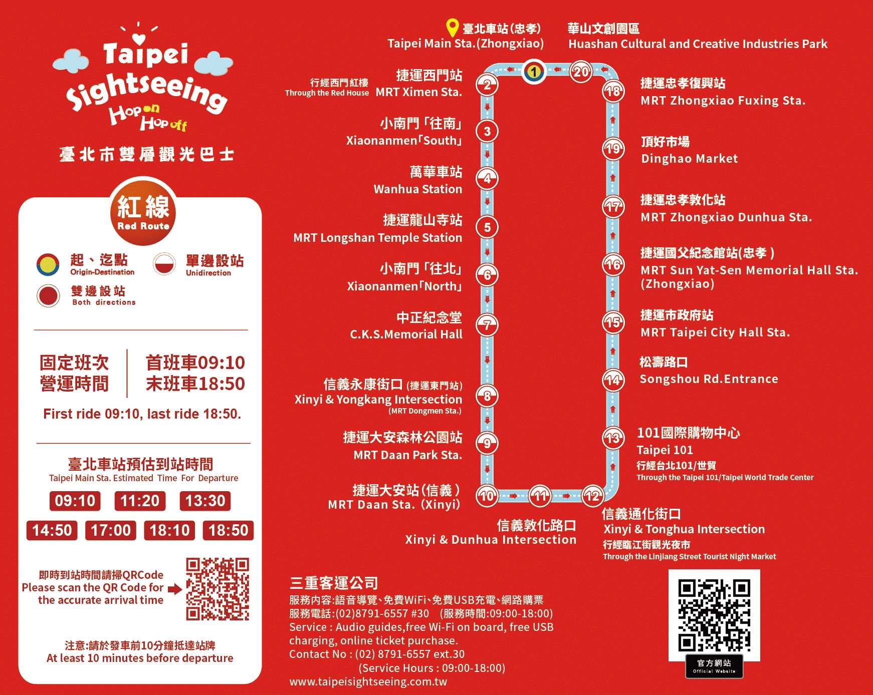 臺北觀光巴士紅線路線圖
